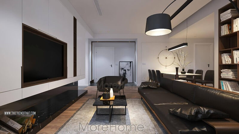 Bộ sofa bọc da thật cao cấp được thiết kế và sản xuất bởi KTS Morehome mang đến vẻ đẹp đẳng cấp cho không gian Thiết kế chung cư
