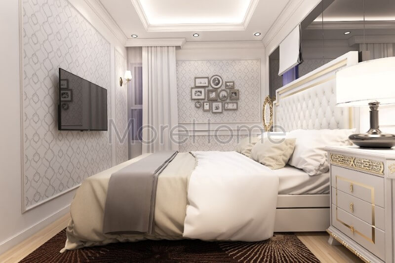 Mẫu giường ngủ đẹp đầu giường bọc da được coi là điểm nhấn cho một không gian riêng tư sang trọng và ấn tượng Mẫu thiết kế nội thất chung cư đẹp