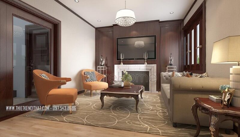 Mẫu thiết kế nội thất biệt thự tân cổ điển nhẹ nhàng và ấn tượng tại Bắc Ninh Mẫu nội ngoại thất biệt thự tân cổ điển