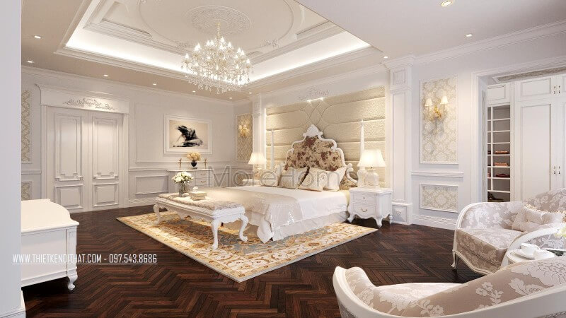 Giường ngủ chung cư tân cổ điển Giường ngủ chung cư tân cổ điển