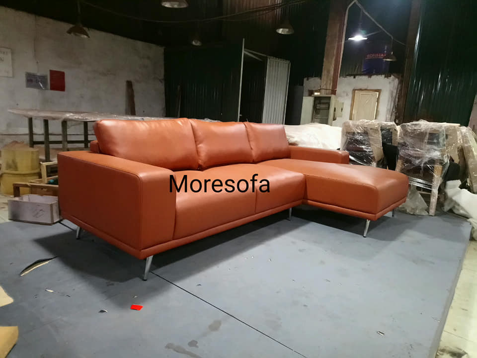 Sofa chữ L bọc giả Da Hàn Quốc, phong cách hiện đại, trẻ tung phù hợp nhiều đối tượng khách hàng